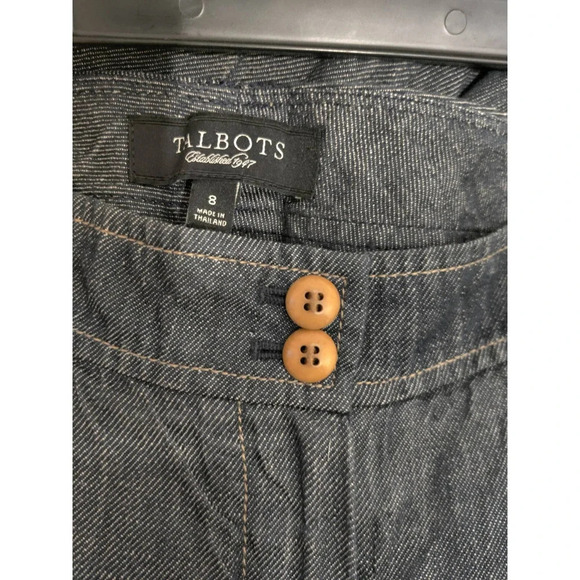 Talbots Chambray Blue 100% Linen Straight Leg Mid Rise Pants Size 8 - Picture 6 of 8